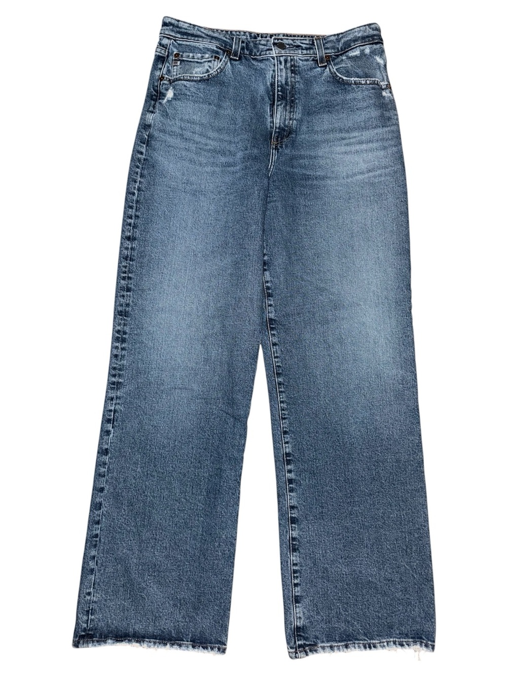 AG Jeans Kora High Rise Wide Leg Jeans Distressed Blue Size 31 EUC